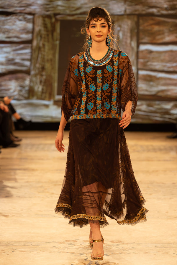 Rochie tull pictat S31